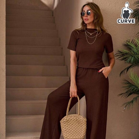 Coord Set Matching Set Brown size  14 Curve from Shein like new - Picture 1 of 12